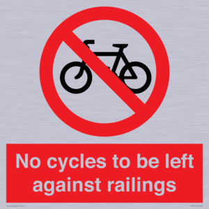 No cycles to be left against railings